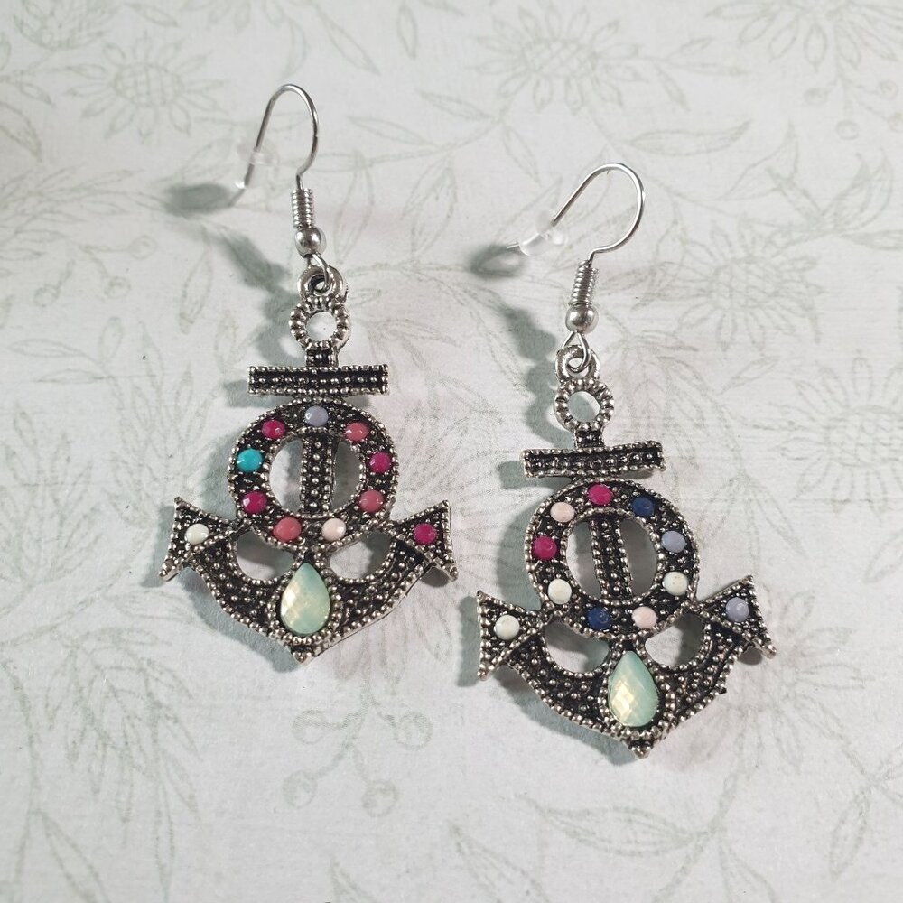 Anchor Inspired Dangle Earrings Women Nautical Beach Core Vacation Cruise Ship